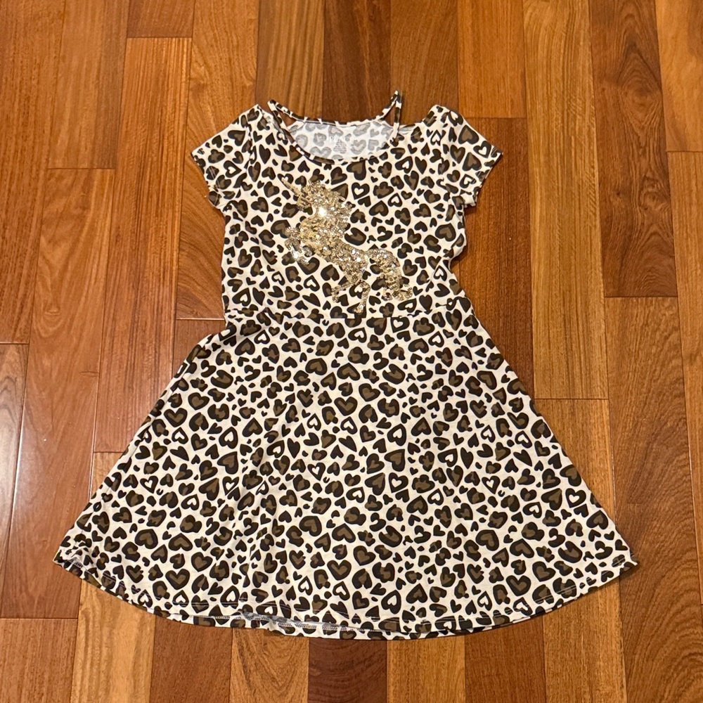 Place Brown Leopard Print Kids Dress